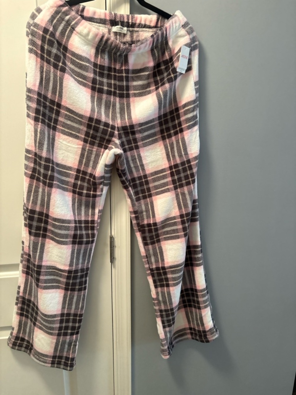Ardene Plaid Fleece Pajama Pants Pink Gray NWT Size L Super Soft